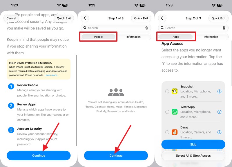 press continue options