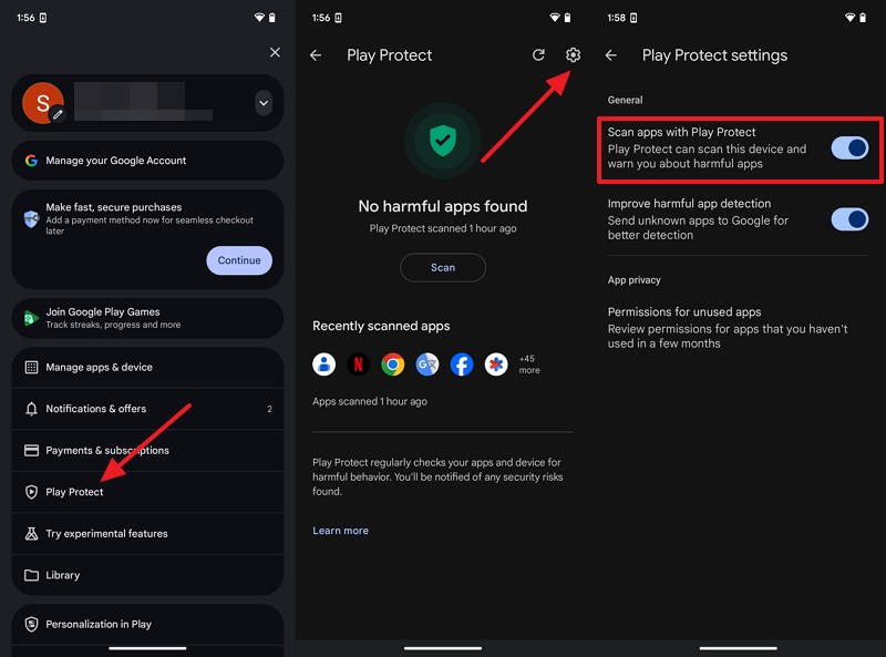 enable play protect option
