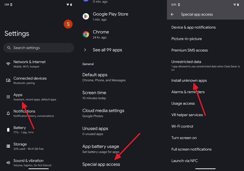 choose install unknown apps