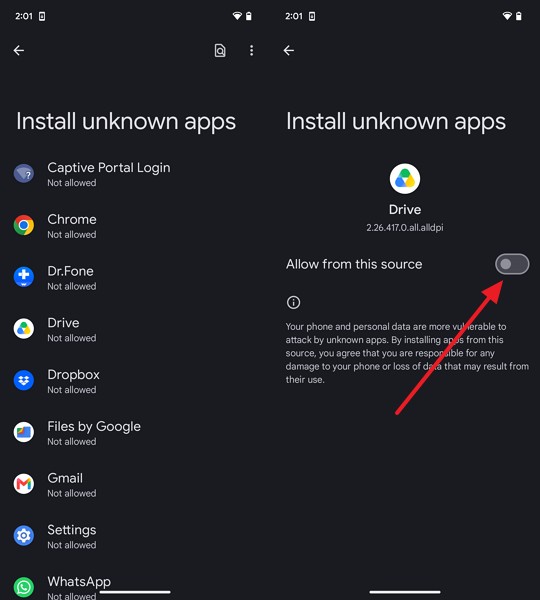 disable allow from this source