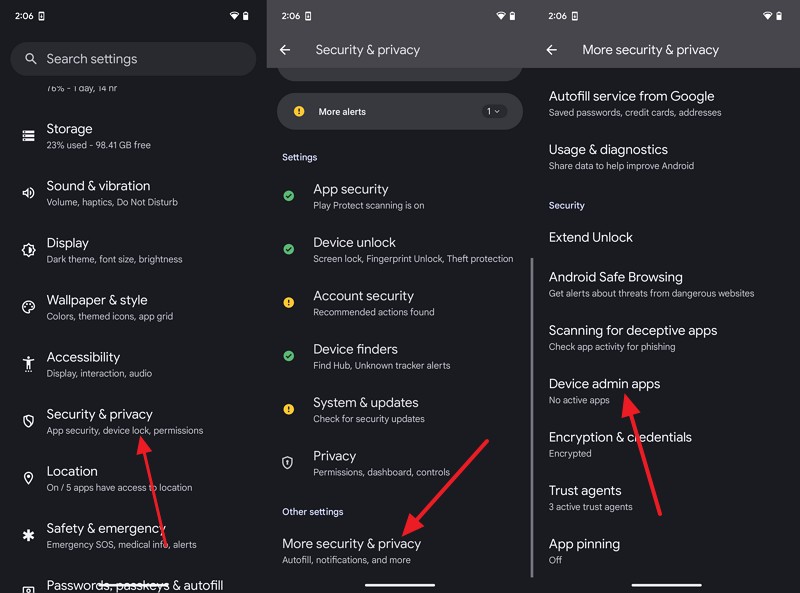 choose device admin apps