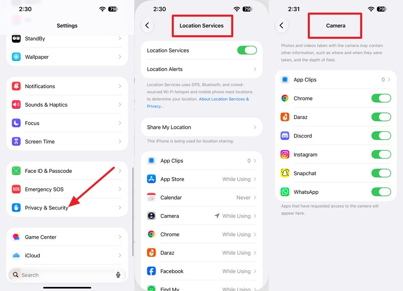 choose privacy and security settings
