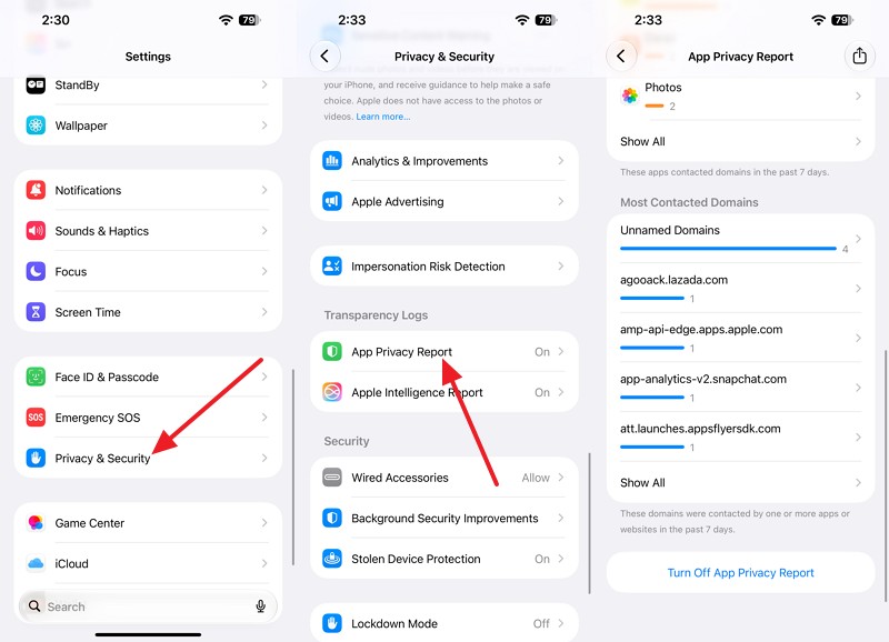 choose app privacy report