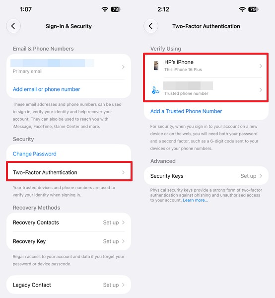 check two factor verification