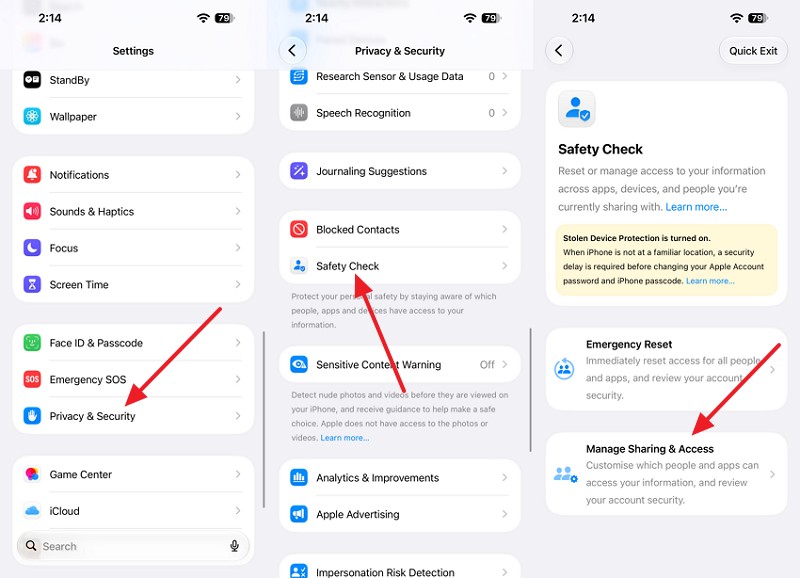 select manage sharing and access