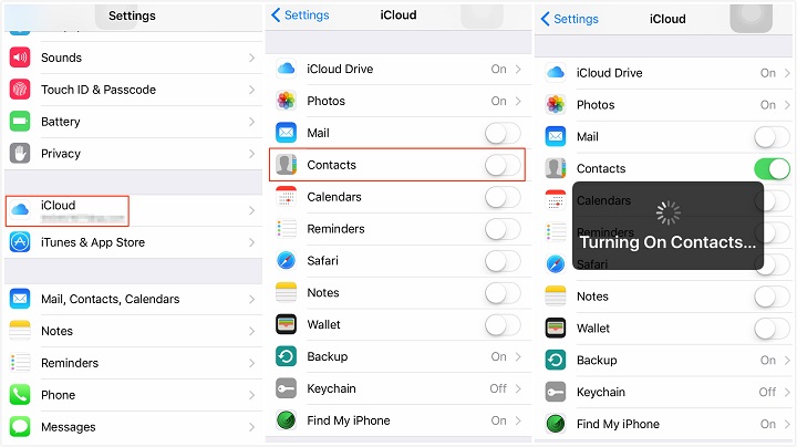 sincronizza contatti iphoe con icloud