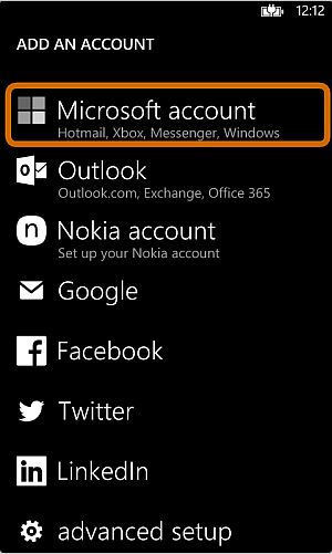 transferir fotos entre iphone e windows phone-Conta Microsoft