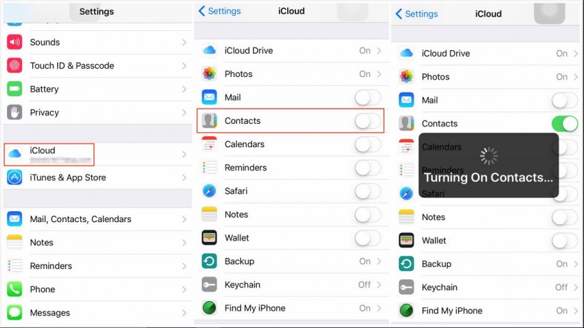 Transférer les contacts d'iPhone vers iPhone-activer contacts