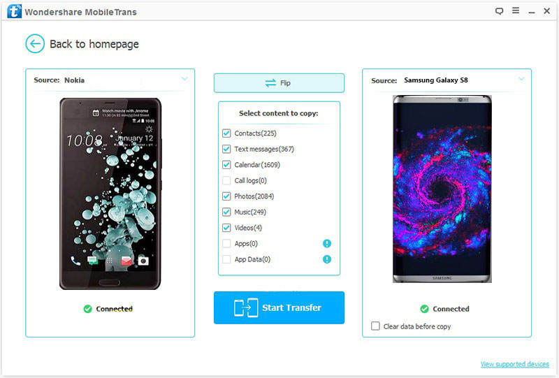 Cómo transferir archivos desde Nokia a Samsung S8-iniciar transferencia