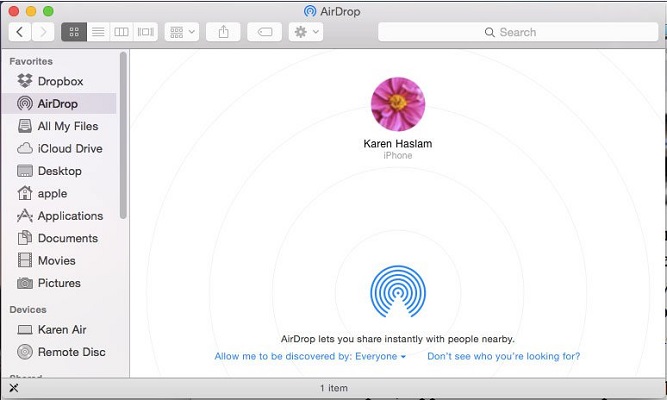Comment faire un AirDrop de l'iPhone au Mac-Sélectionner le partage de contenu