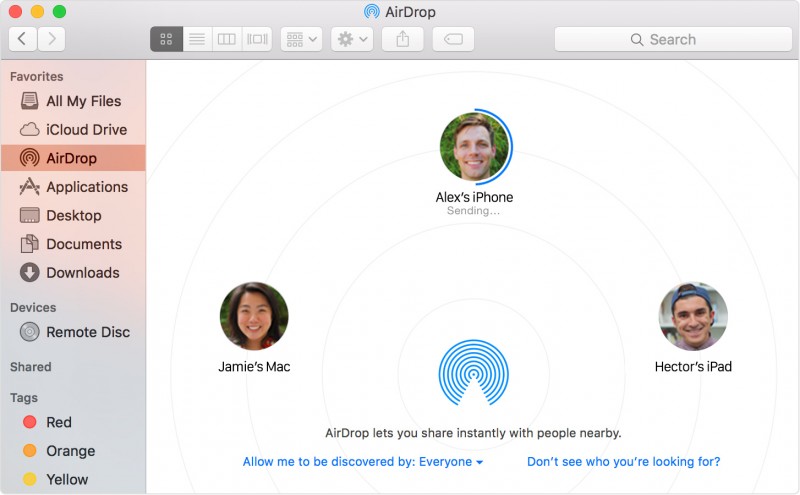 airdrop iphoto for mac air to macbook