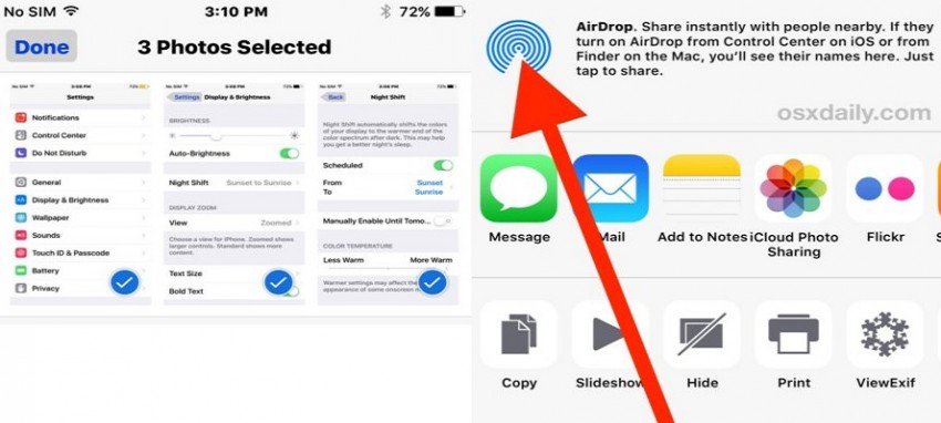 Wie man Airdrop vom iPhone auf den Mac macht - Tippen Sie auf die Schaltfläche "Teilen" - Schritt 4