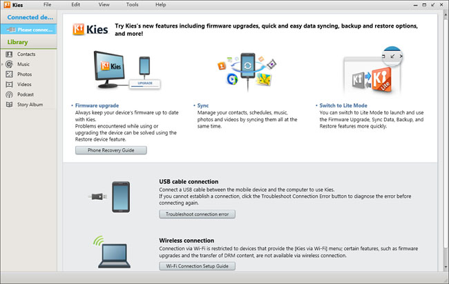 20 meilleurs outils de transfert de Samsung pour sauvegarder les données Samsung-Samsung Kies
