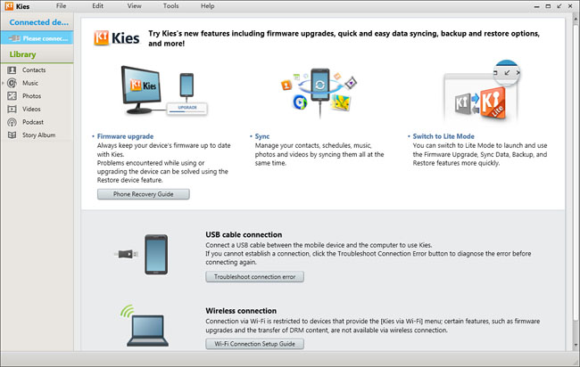 20 Melhores Ferramentas para o Backup de Dispositivos Samsung - Samsung Kies