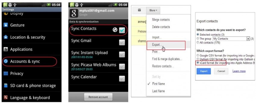 Cómo hacer una copia de seguridad de los contactos de Android en Mac: Sincronización manualmente