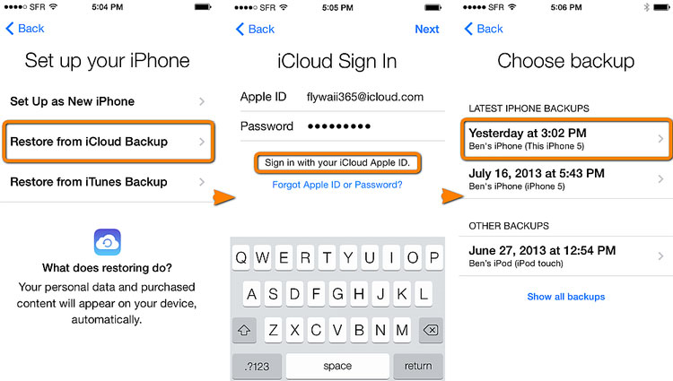 respaldo de iCloud a través de iCloud