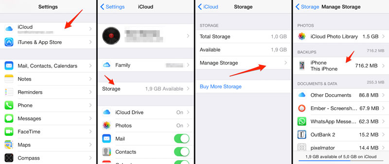 Cómo restaurar mensajes desde iCloud -administrar almacenamiento
