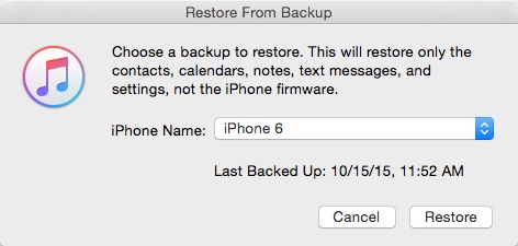 Cara memulihkan kontak iphone dari Backup iTunes -itunes