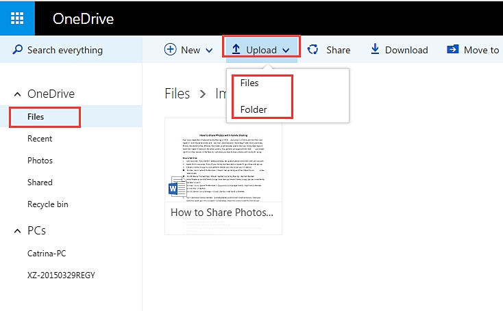 Bagaimana Cara Backup File ke OneDrive-Unggah file ke cloud