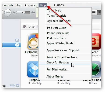Arreglar el error iTunes no reconoce el iphone -Actualizar iTunes