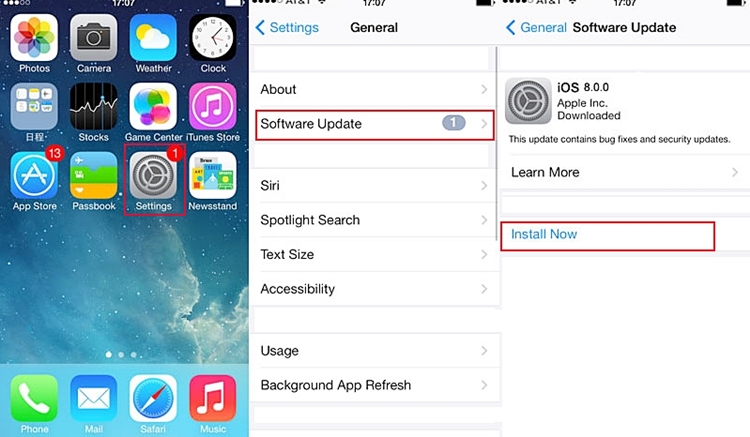 Corregir error iTunes no reconoce el iphone -Actualiza tu teléfono