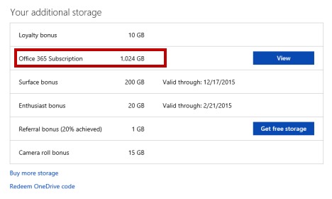 storage one drive microsoft office