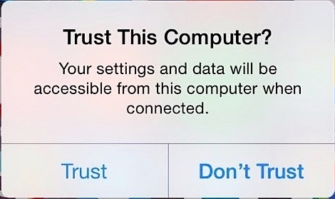 iPhone lässt sich nicht wiederherstellen beheben – auf Vertrauen-Knopf drücken