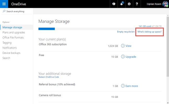 consertar Onedrive não sincronizando-Gerencie seu armazenamento