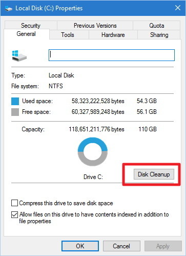 consertar Onedrive não sincronizando-limpeza de disco