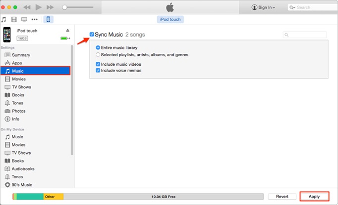 How to put music on ipod nano -sync music