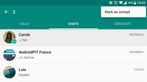 Trucs et astuces Whatsapp - Marquer comme non lu