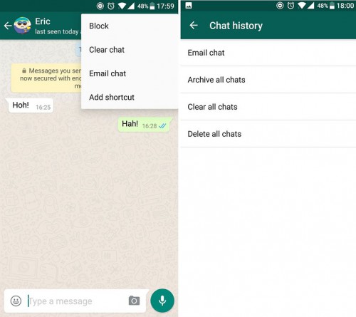 Dicas e truques do WhatsApp - limpar conversa