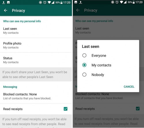 Conseils et astuces Whatsapp pour dissimuler le statut