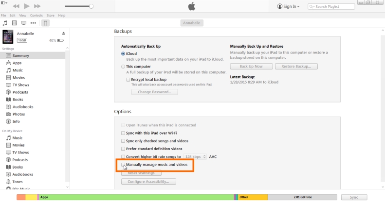 How to Transfer Music from iPod to iPad -Manually manage music and video