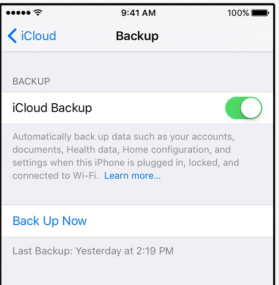 Перенос фотографий с iPhone на iPod Touch - включите iCloud Backup