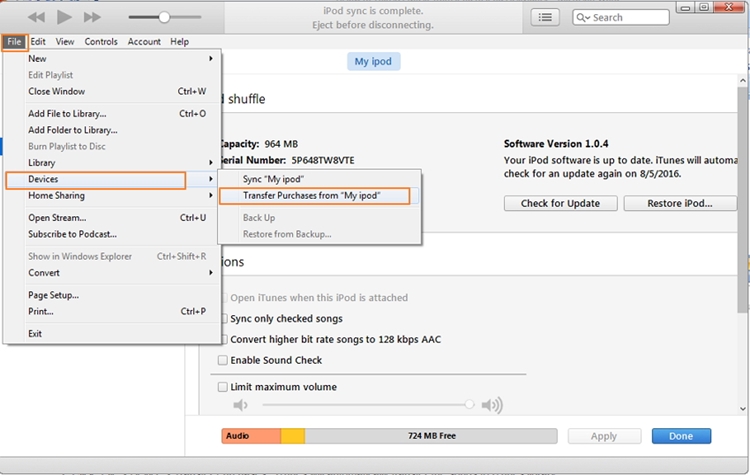 Ekstrak Musik dari iPod ke PC-transfer