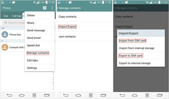 Transferencia de contactos de Android con una tarjeta SIM