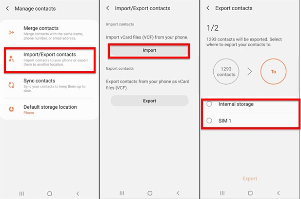 transfert de contacts android sans sim