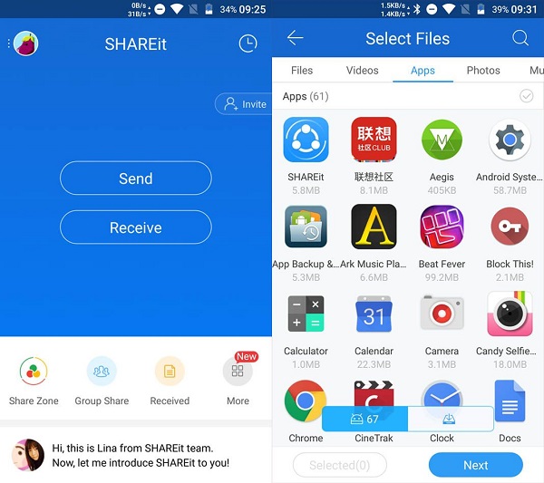 aplicación shareit android