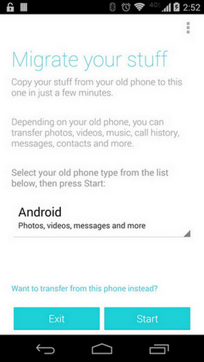 transferir datos desde Android usando Motorola Migrate