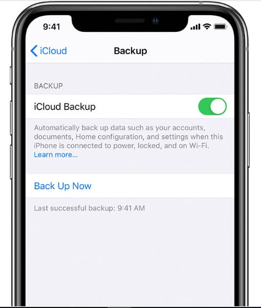 selecione backup do iCloud