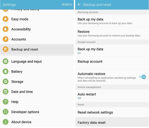 backup reset samsung