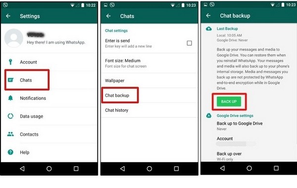backup WhatsApp messages