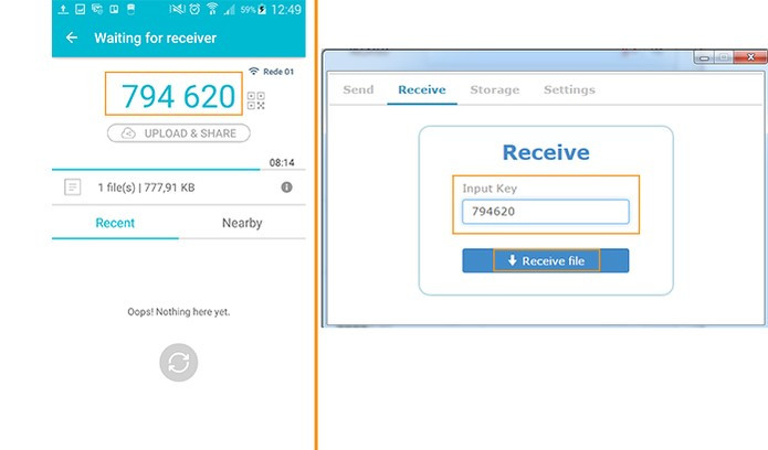 aplicativo de transferência de dados send anywhere