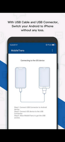transfert de données d'android vers ios par l'application mobiletrans 1