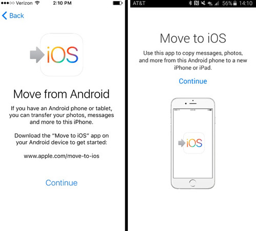 transferência de dados do android para ios com o movetoios 3