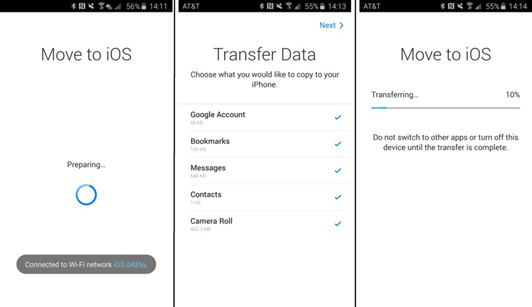transfert de données d'android à ios par movetoiosapp 5