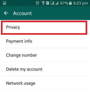 Paramètres vie PrivéeWhatsApp