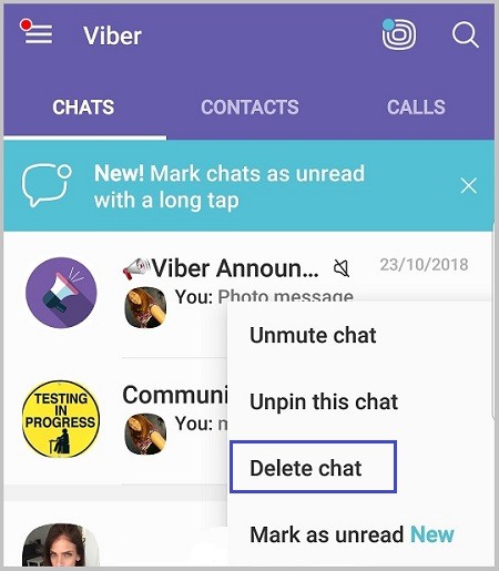 how to clear viber chat