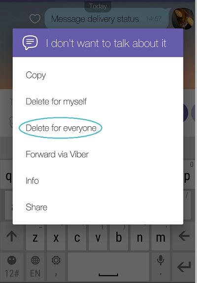 how to delete a viber message after someone sees it